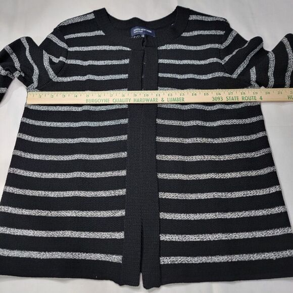Jones New York Signature Cardigan Womens Large Black Silver Metallic Stripes - Picture 13 of 16